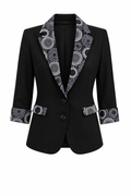 Ladies’ Blazer Black/White Ankara Accent