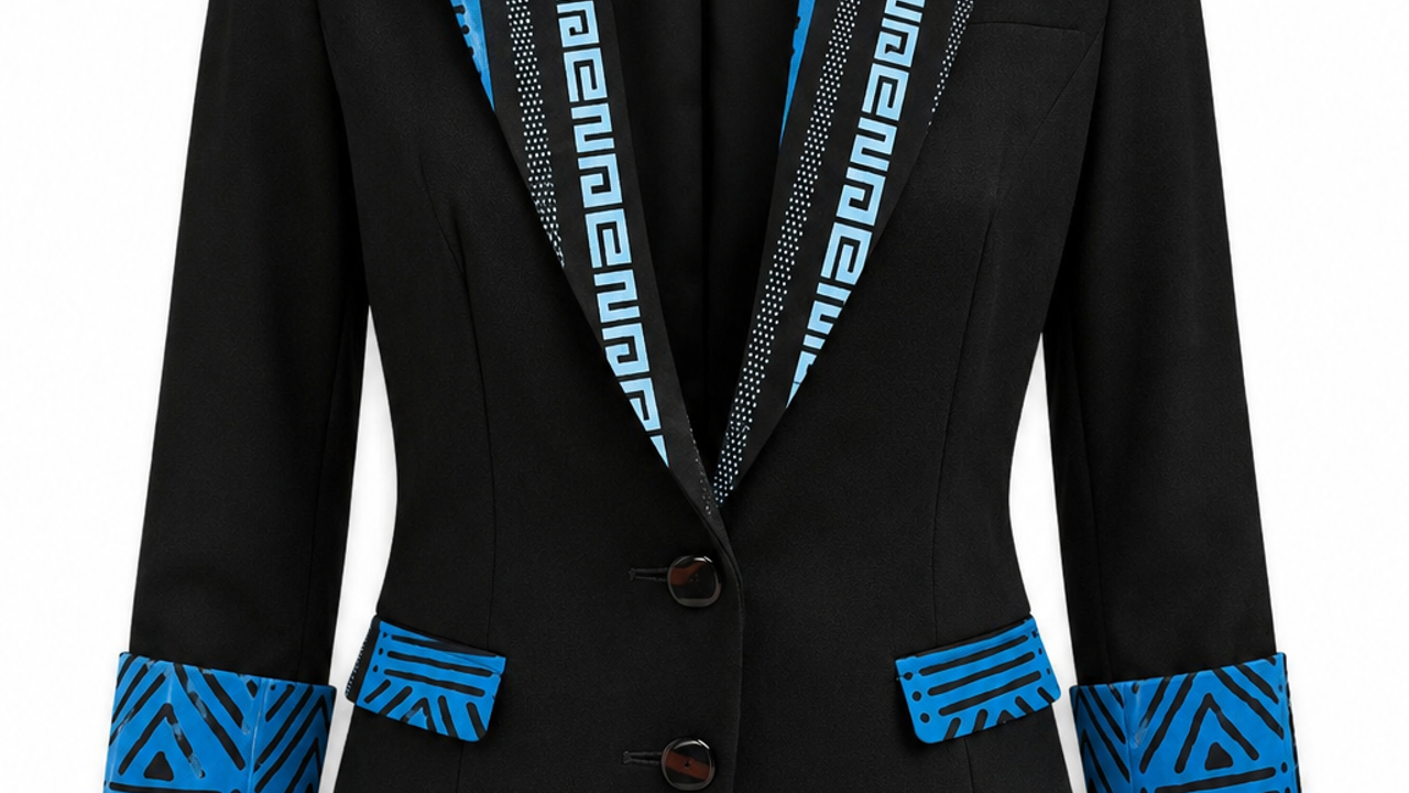 Ladies’ Blazer Blue Ankara Accent
