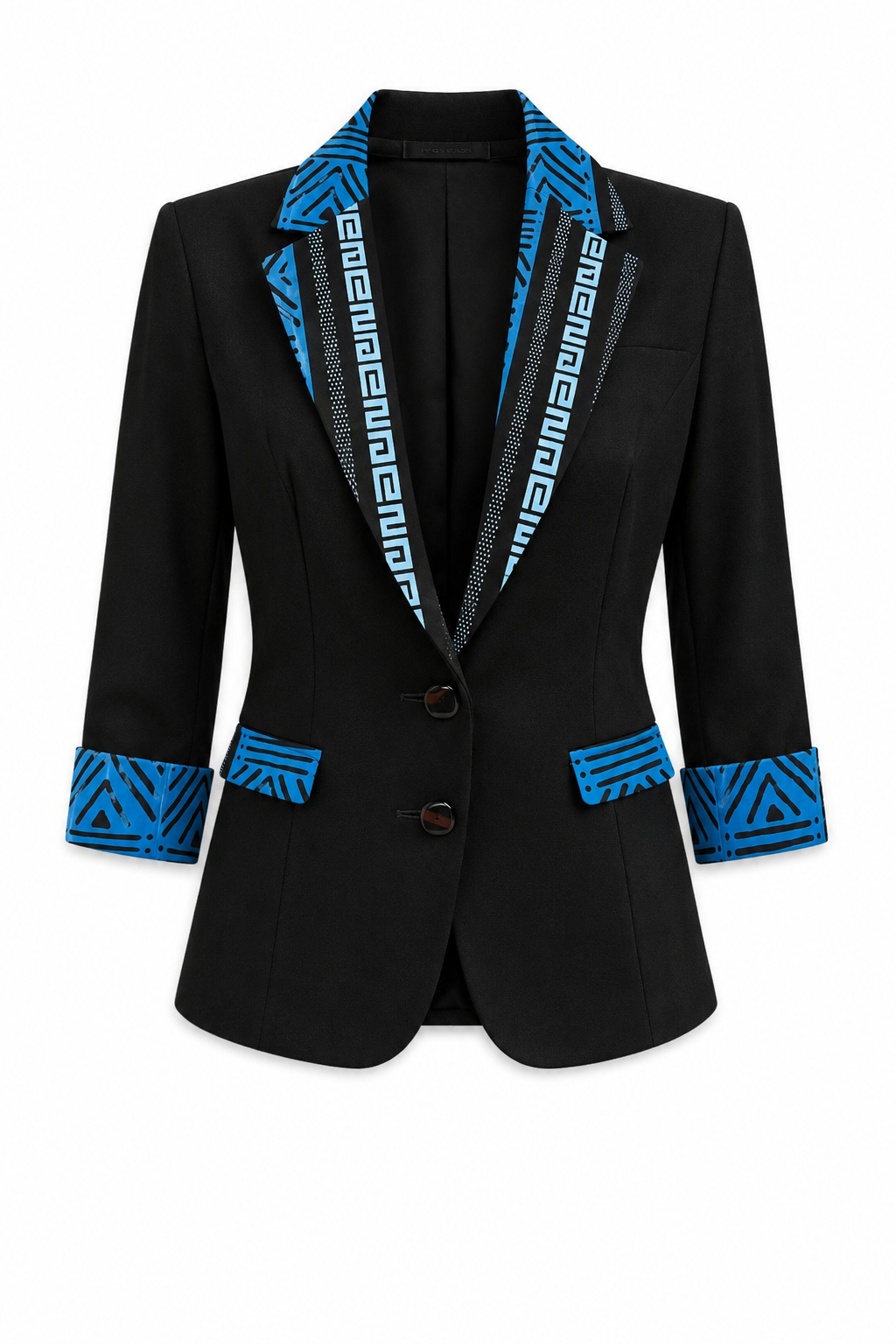 Ladies’ Blazer Blue Ankara Accent