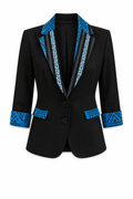 Ladies’ Blazer Blue Ankara Accent