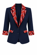Ladies’ Blazer Red/Navy Ankara Accent