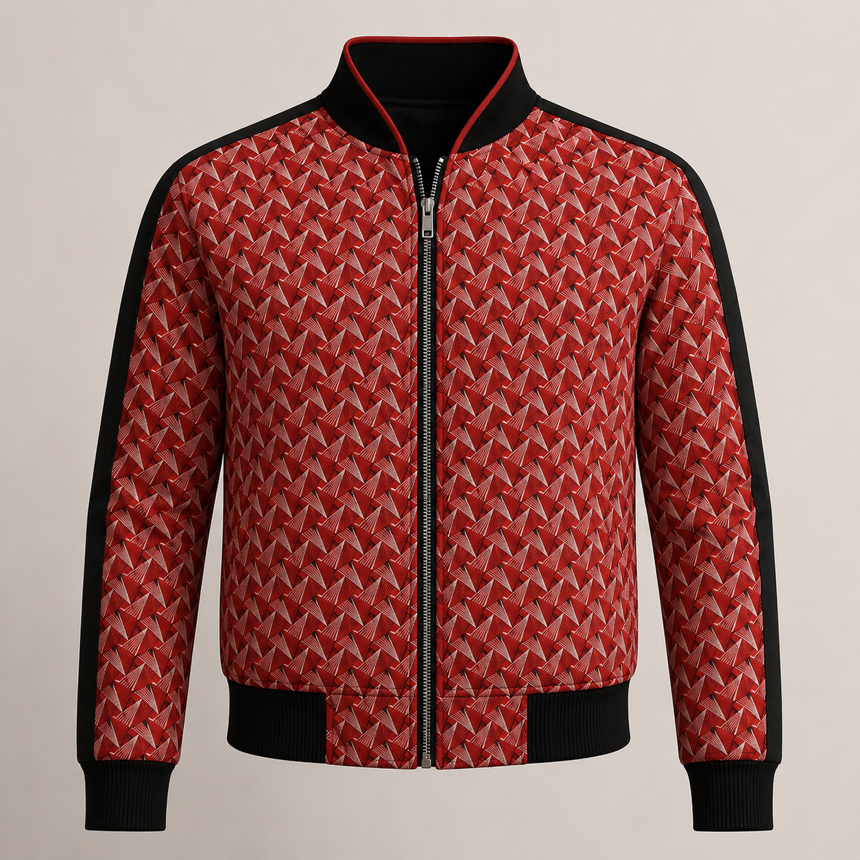 Unisex Red & White Light Bomber Jacket