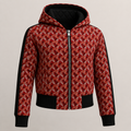 Unisex Red & White Hoodie Bomber Jacket