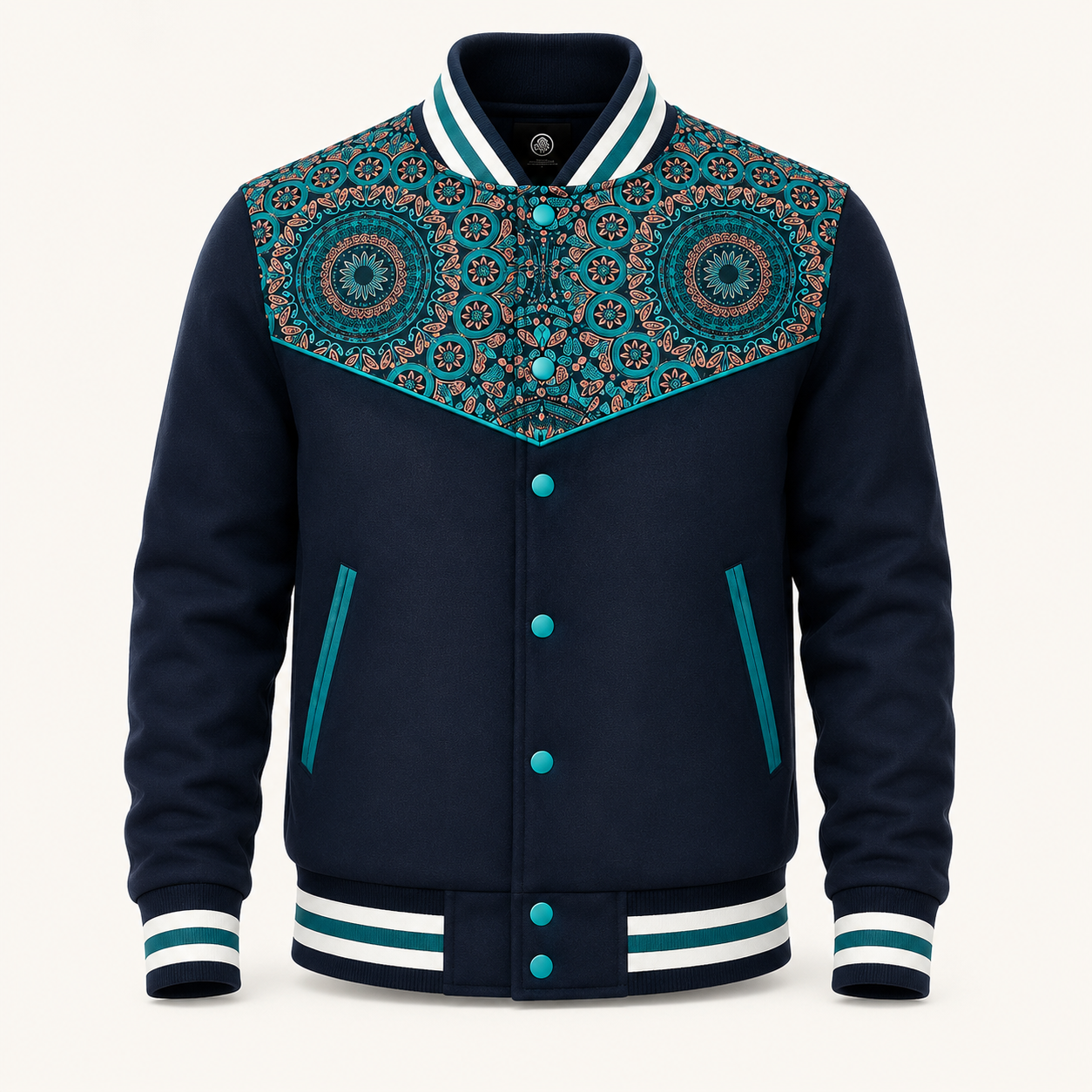 Unisex Varsity Navy & Teal Bomber Jacket