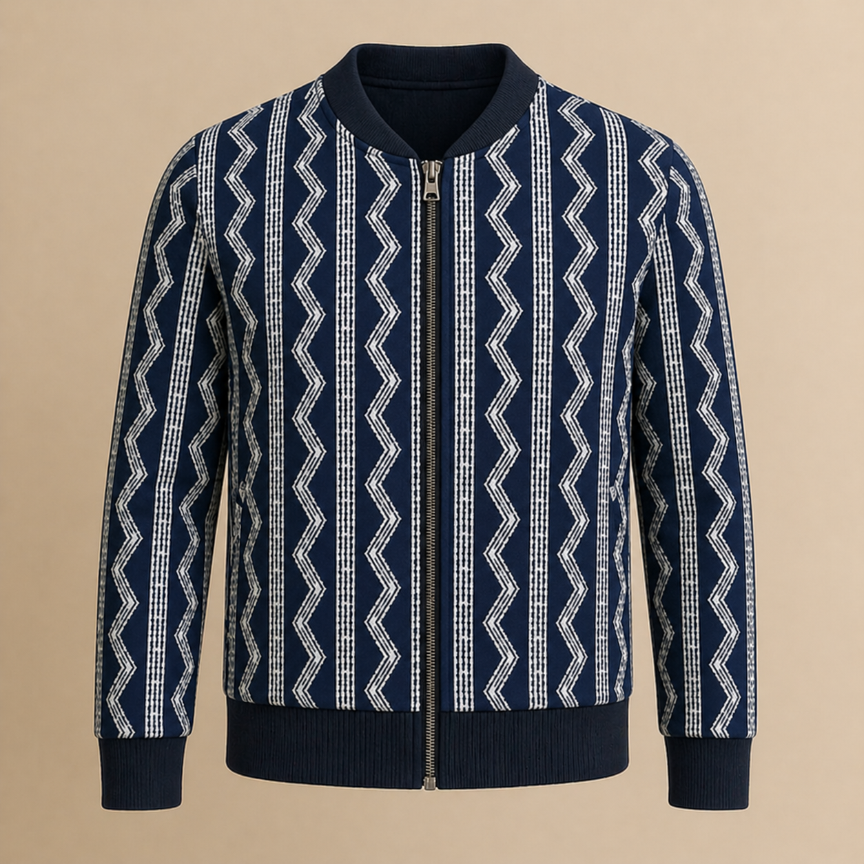 Unisex Navy & White Light Bomber Jacket
